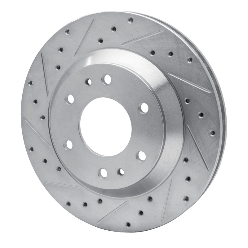 Buick Rainier Brake Rotor (1) - Front Left - R1 Concepts - Drilled & Slotted - Silver - `02-`05